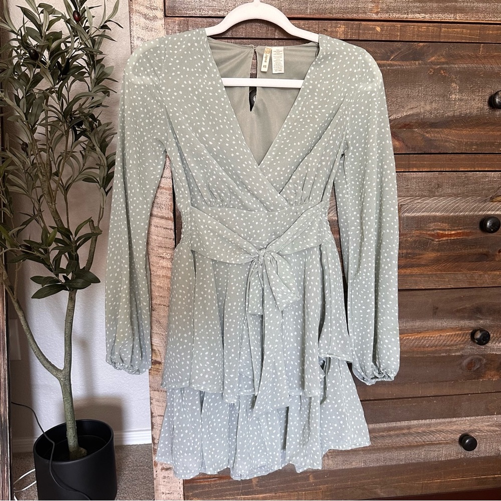 Japna tiered polka dot long sleeve dress